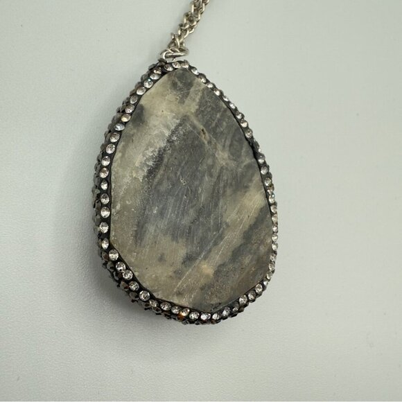 Natural White Druzy Quartz Pendant Necklace - Picture 10 of 16